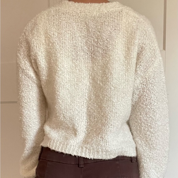 Hooked Up by IOT Cream Cardigan with Fuzzy Texture - Picture 3 of 3